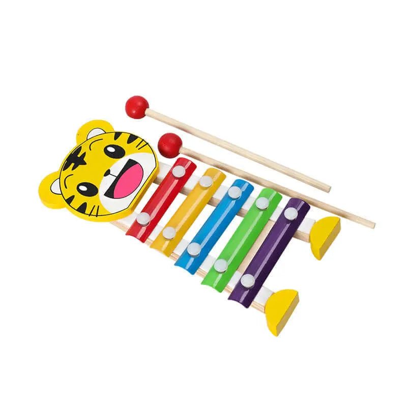 Montessori™ Wooden Rainbow Rattle & Music Blocks – Educational & Fun Toys for Babies - Amizyou