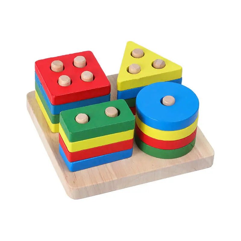 Montessori™ Wooden Rainbow Rattle & Music Blocks – Educational & Fun Toys for Babies - Amizyou