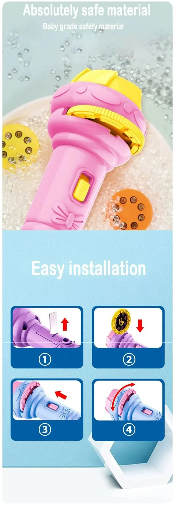 Cartoon Projection Flashlight – Educational Toy with 80 Images for Kids - Image 18