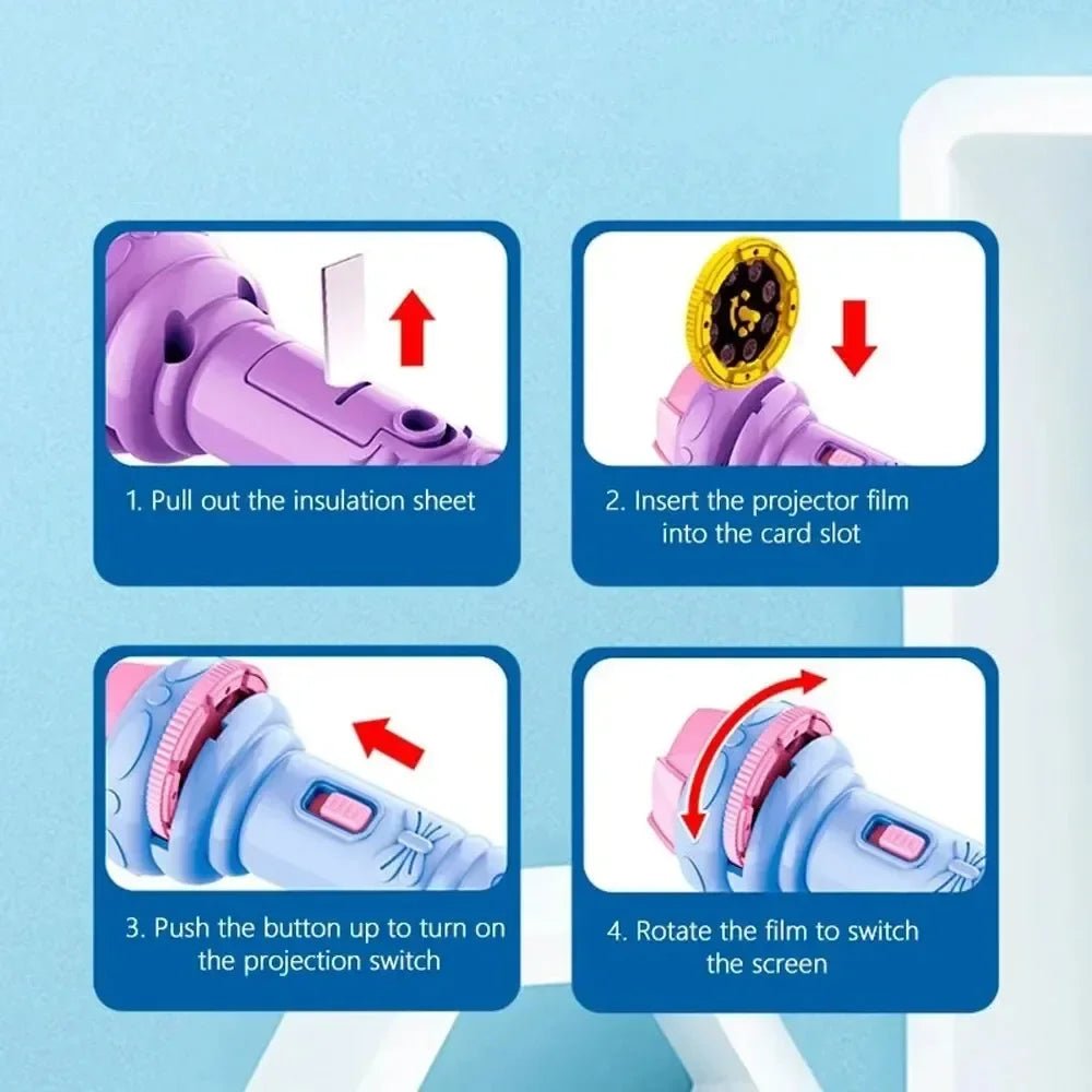 Cartoon Projection Flashlight – Educational Toy with 80 Images for Kids - Image 9