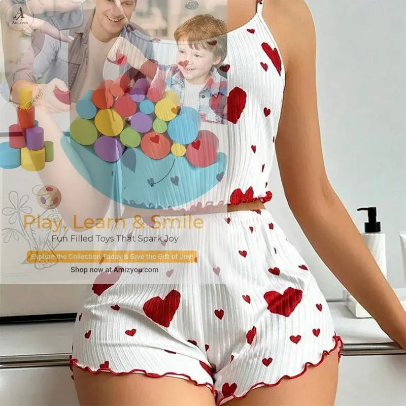Heart Print Summer Loungewear for Women – Sexy & Cozy.