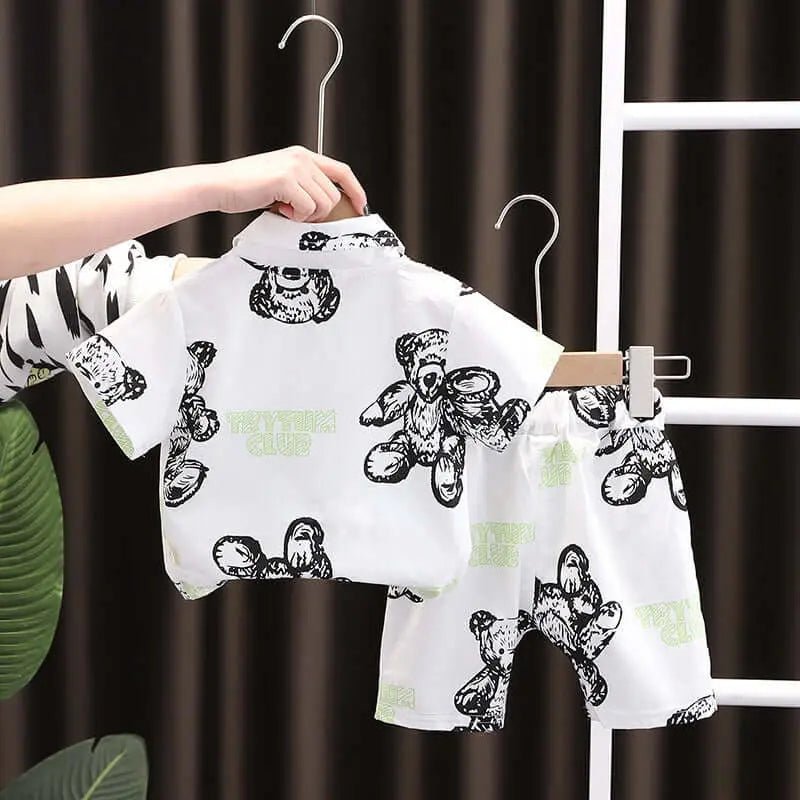 Kids’ Lightweight Lapel Shirt & Shorts Set – Breathable Summer Outfit for Boys & Girls - Amizyou