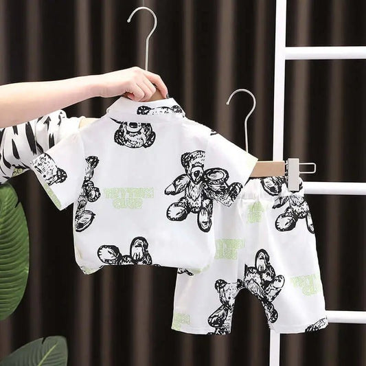 Kids’ Lightweight Lapel Shirt & Shorts Set – Breathable Summer Outfit for Boys & Girls - Amizyou