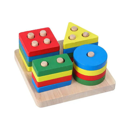 Montessori™ Wooden Rainbow Rattle & Music Blocks – Educational & Fun Toys for Babies - Amizyou