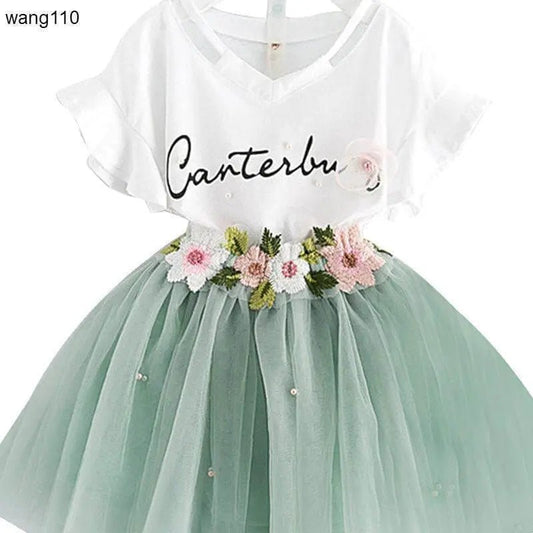 SunnyChic™ Girls Summer 2 - Pieces Set – Stylish, Breathable & Comfortable Outfit for Toddlers and Kids - Amizyou