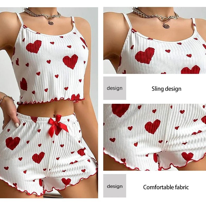 Heart Print Summer Loungewear for Women – Sexy & Cozy. - Image 4