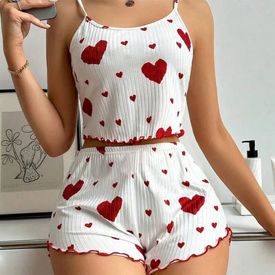 Heart Print Summer Loungewear for Women – Sexy & Cozy.