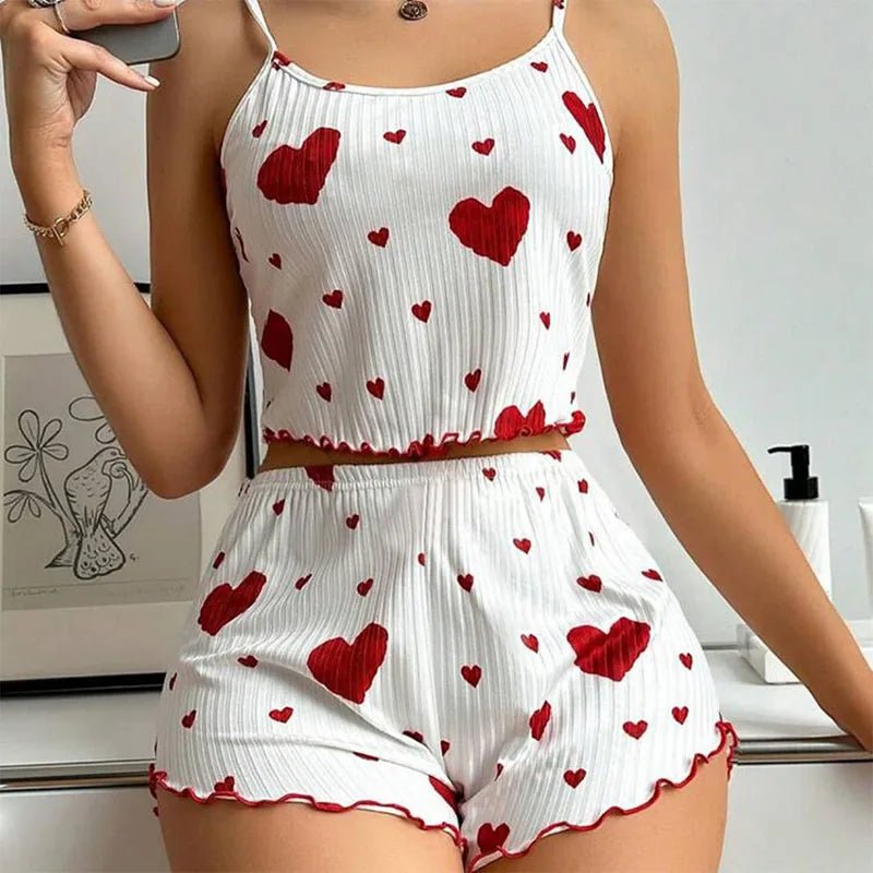Sexy Heart Print Summer Loungewear