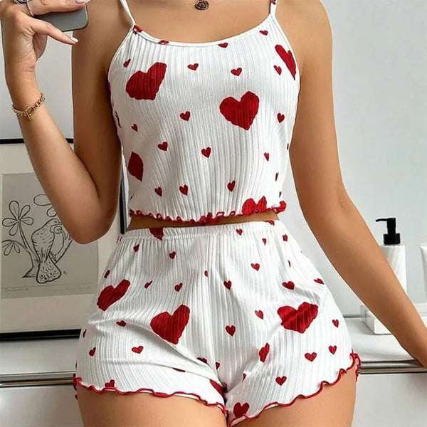 Sexy Heart Print Summer Loungewear – Cute and Cozy.